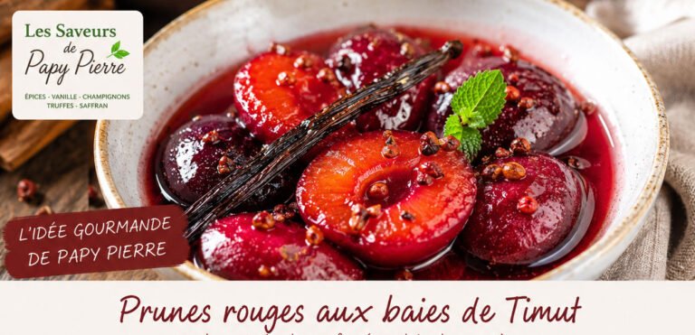 Prunes à la vanille et aux baies de Timut
